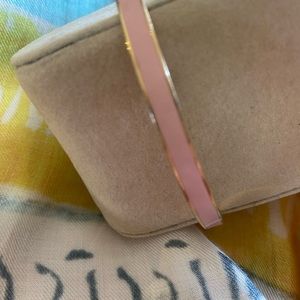 Kate Spade New York Light Pink Idiom Enamel & Gold Tone Bangle Bracelet